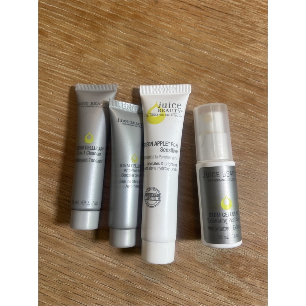 Juice Beauty Lot Travel Cleanser, Booster Serum, Exfoliating‎ Peel Spray, Apple
